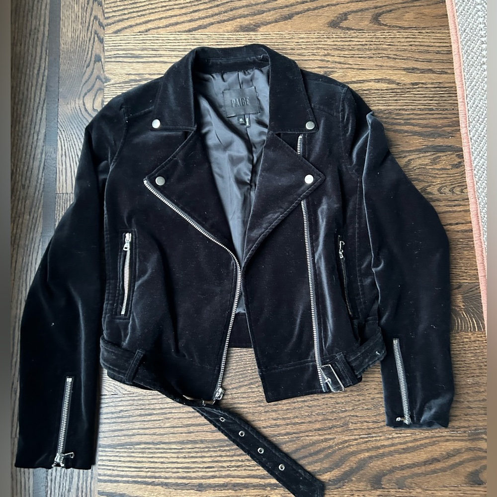 Paige Shanna Velvet Moto Jacket XS